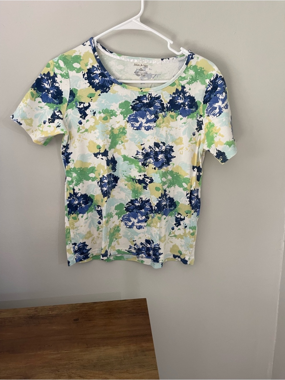 White Stag White Short-Sleeve Tee with Blue and Green Floral Print
